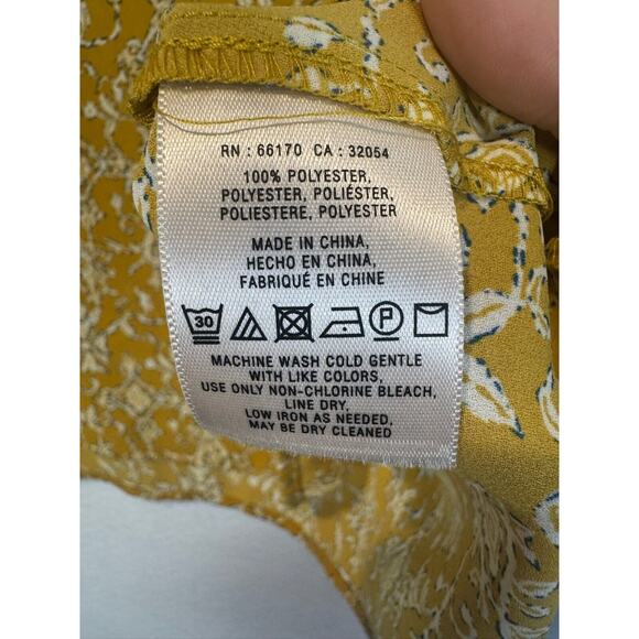 HD in Paris Floral Blouse Top Anthropologie Yellow Size 12 US 3/4 Sleeve - Picture 7 of 8